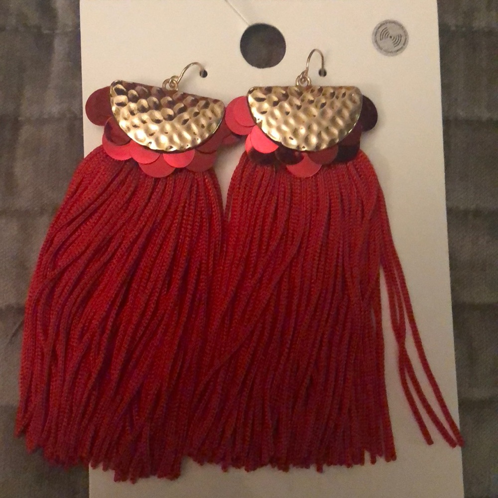 Beautiful red fringe earrings
